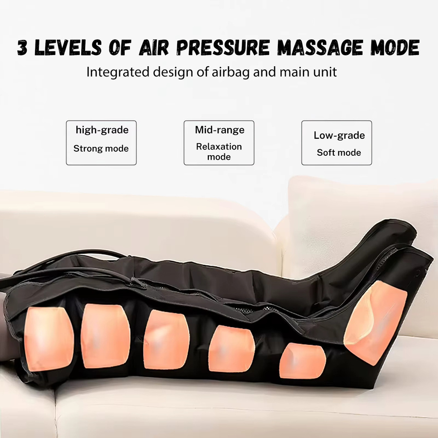 WUIETI Luftkompressions-Beinmassagegerät, Schwarz - Bild 6