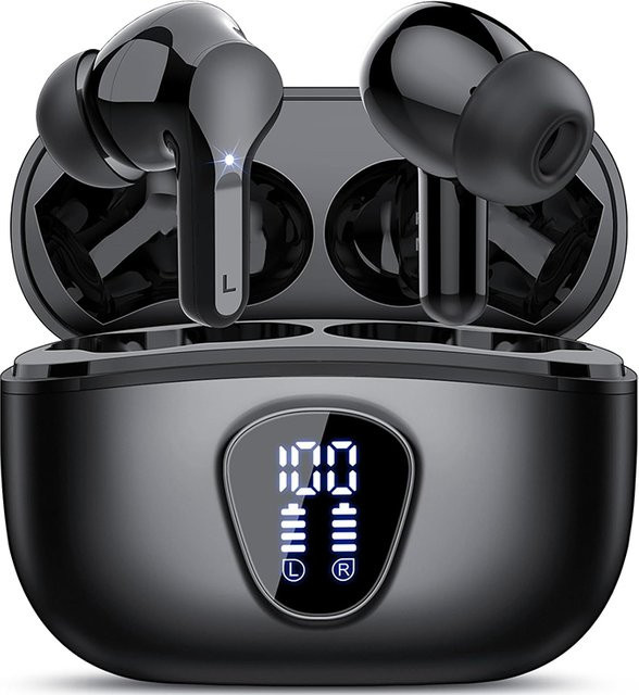 UYUXIO Kabellose In-Ear Ohrhörer mit Bluetooth 5.4, HiFi-Stereo-Sound, ENC-Geräuschunterdrückung und LED-Anzeige in Schwarz - Bild 1
