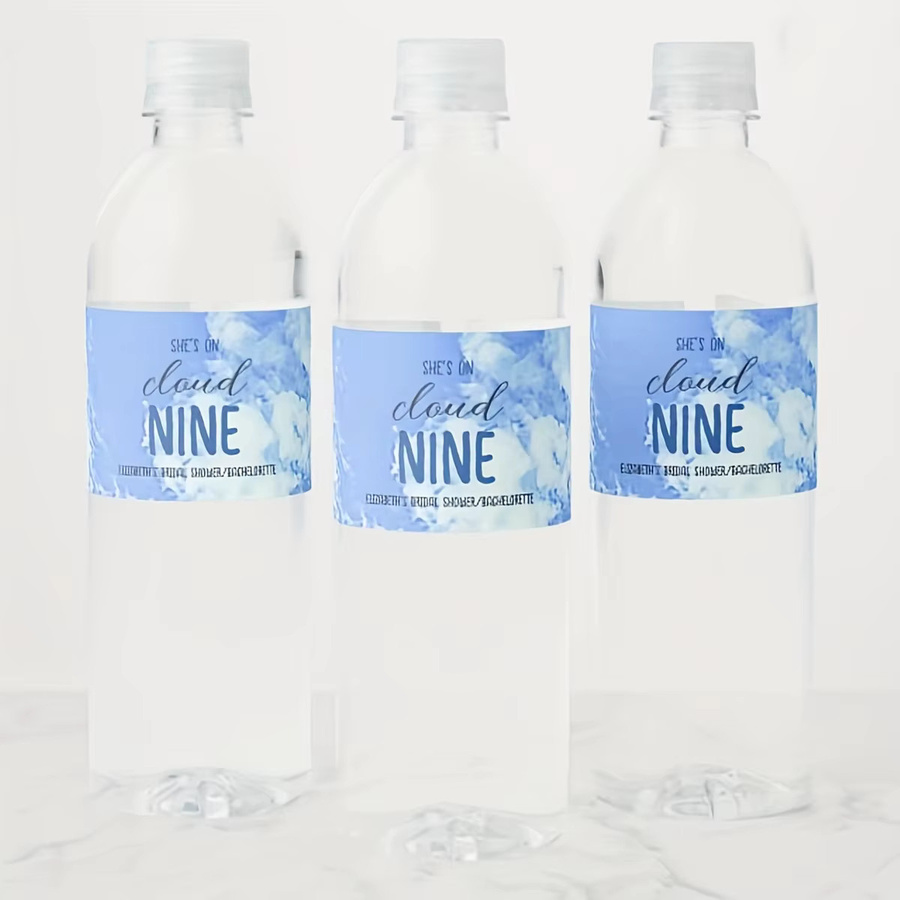 30 Stück personalisierte Wasserflaschenetiketten für Hochzeiten in Blau aus Papier - Bild 1