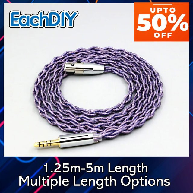EachDIY Typ2 Litz 7N OCC Kopfhörerkabel mit 1,8 mm Durchmesser und 4,4 mm Male Plug auf 3,5 mm Jack für AKG K371BT, Beyerdynamic DT177x und Pioneer HDJ-X10 - Bild 1