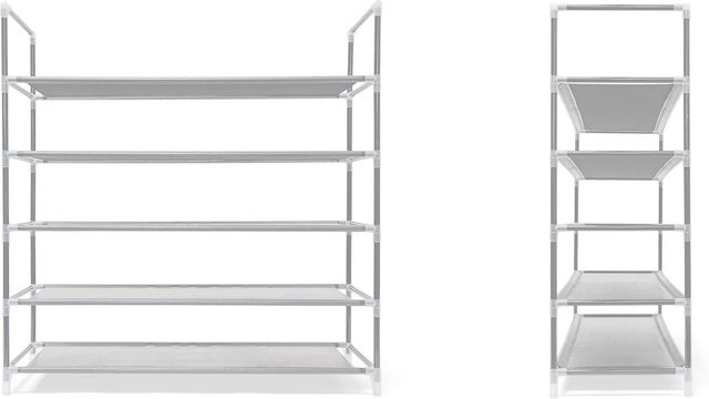 Relaxdays Schuhregal aus Metall in Weiß mit Stecksystem für bis zu 20 Paar Schuhe, B/H/T: 90,5 x 87 x 29,5 cm - Bild 1