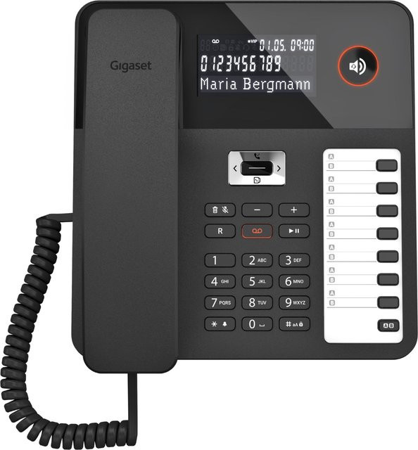 Gigaset DESK 800A Schnurgebundenes Wand- und Tischtelefon mit Anrufbeantworter und LCD-Anzeige in Schwarz - Bild 1