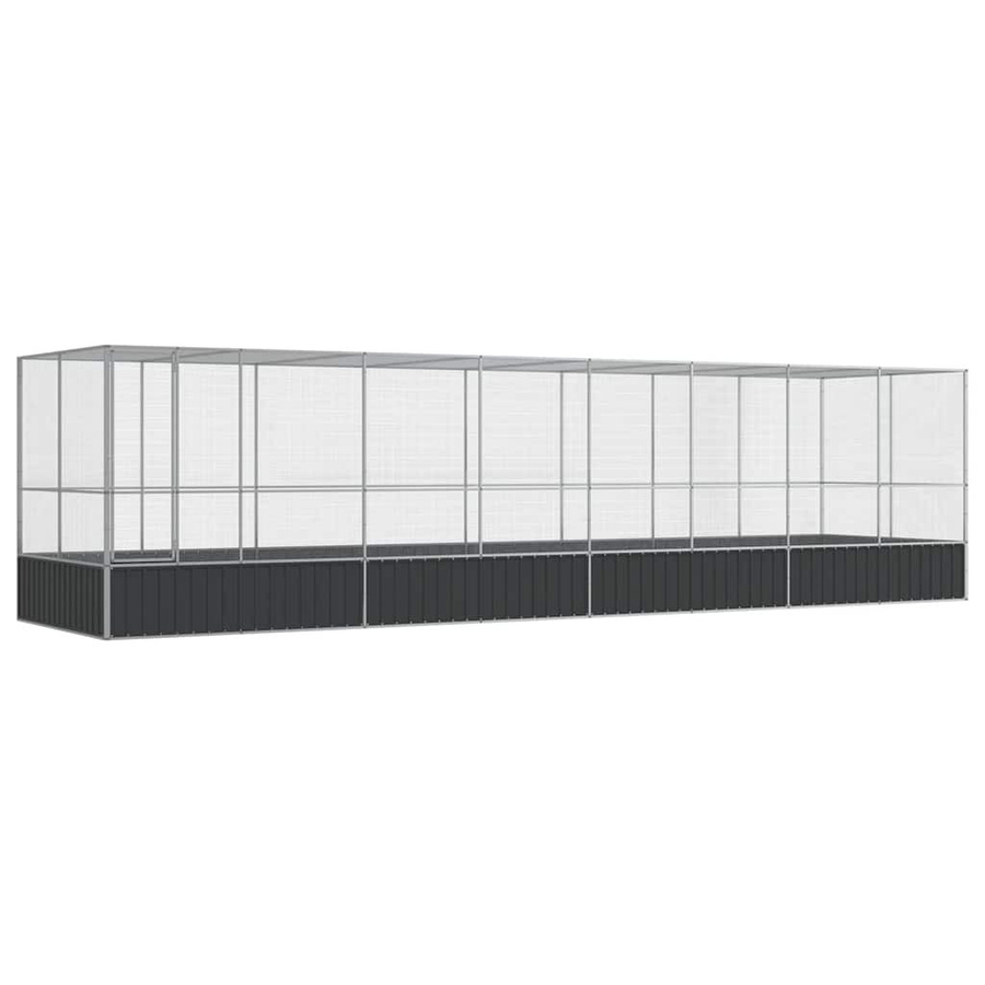 Vidaxl Voliere mit Erweiterung aus Stahl, Silber, B/T/H: 832 x 207 x 212 cm - Bild 3