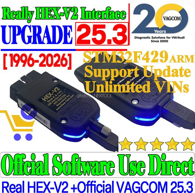 VCDS VAG COM Diagnose-Hardware USB-Schnittstelle für VAG Fahrzeuge mit Update V25.3 und unbegrenzten VINs - Bild 1
