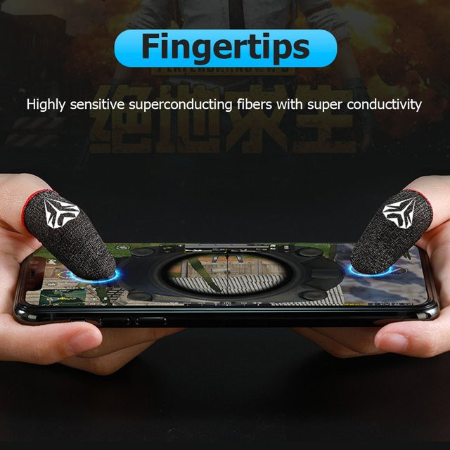 VAKIND Gaming-Fingerhülsen für Mobile Games, 1 Paar atmungsaktive Fingerlinge in Schwarz und Lila - Bild 1