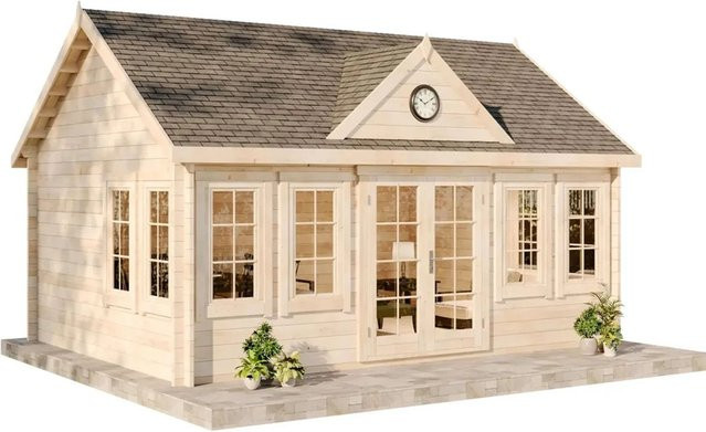 Alpholz Gartenhaus Clockhouse-XL Log Cabin mit Satteldach, Unbehandelt, B/T: 550 x 420 cm - Bild 1