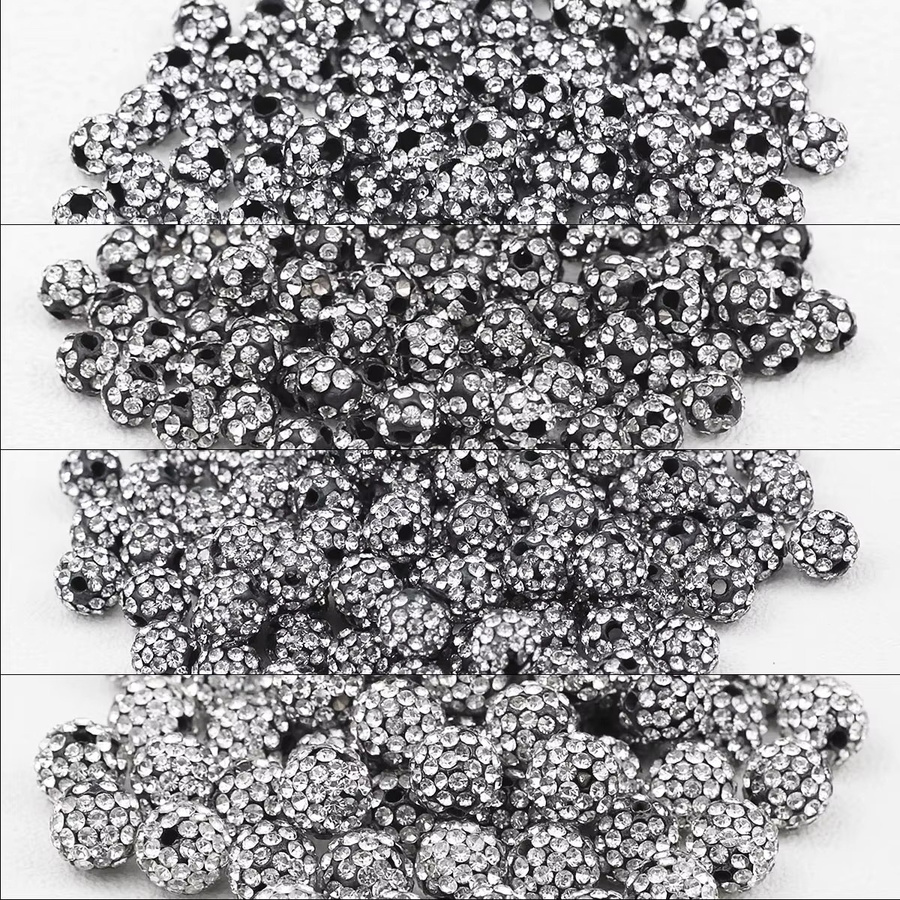 JHNBY Perlen, Ton-Shambhala, 4-8mm, Schwarz, Weiße Diamanten - Bild 3