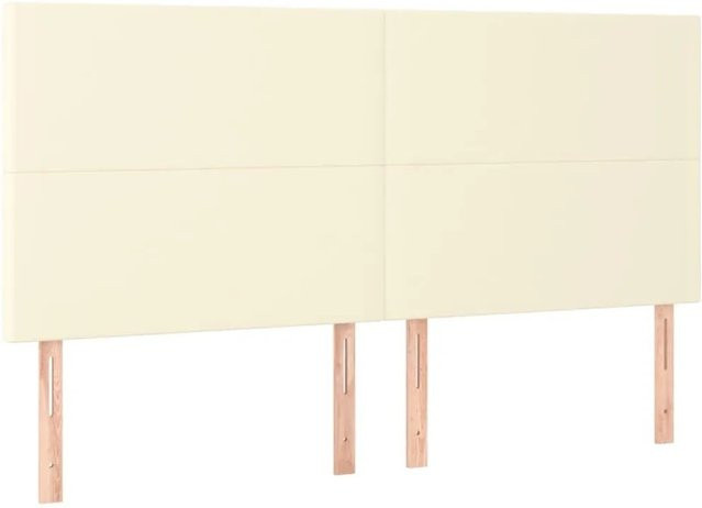 vidaXL Kopfteil aus Kunstleder in Creme, Polsterteil für das Schlafzimmer, Breite: 160 cm, Tiefe: 5 cm, Höhe: 118 cm bis 128 cm - Bild 1