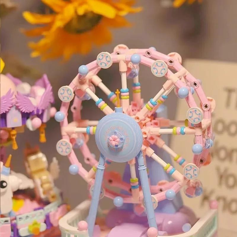 Linyi toy Bausteinset Karussell Riesenrad Spieluhr bunt, ab 3-6 Jahre - Bild 2