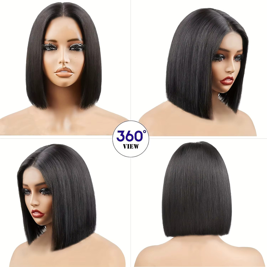TIMOPOL Front Lace Bob Perücke, Schwarz, 180% Dichte, Unisex - Bild 4