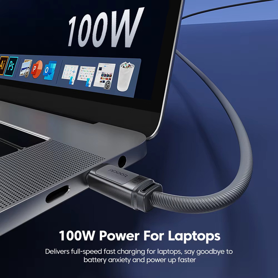 Toocki USB-C-Kabel mit 100W Schnellladefunktion und 480Mbps Datenübertragung aus Silikon für iPhone, MacBook Pro und Samsung S25 - Bild 6