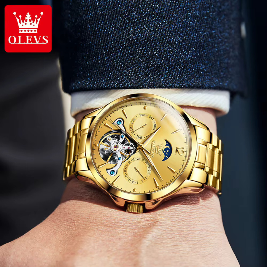 OLEVS Armbanduhr Automatik, Edelstahl, Mondphasen, Herren - Bild 3
