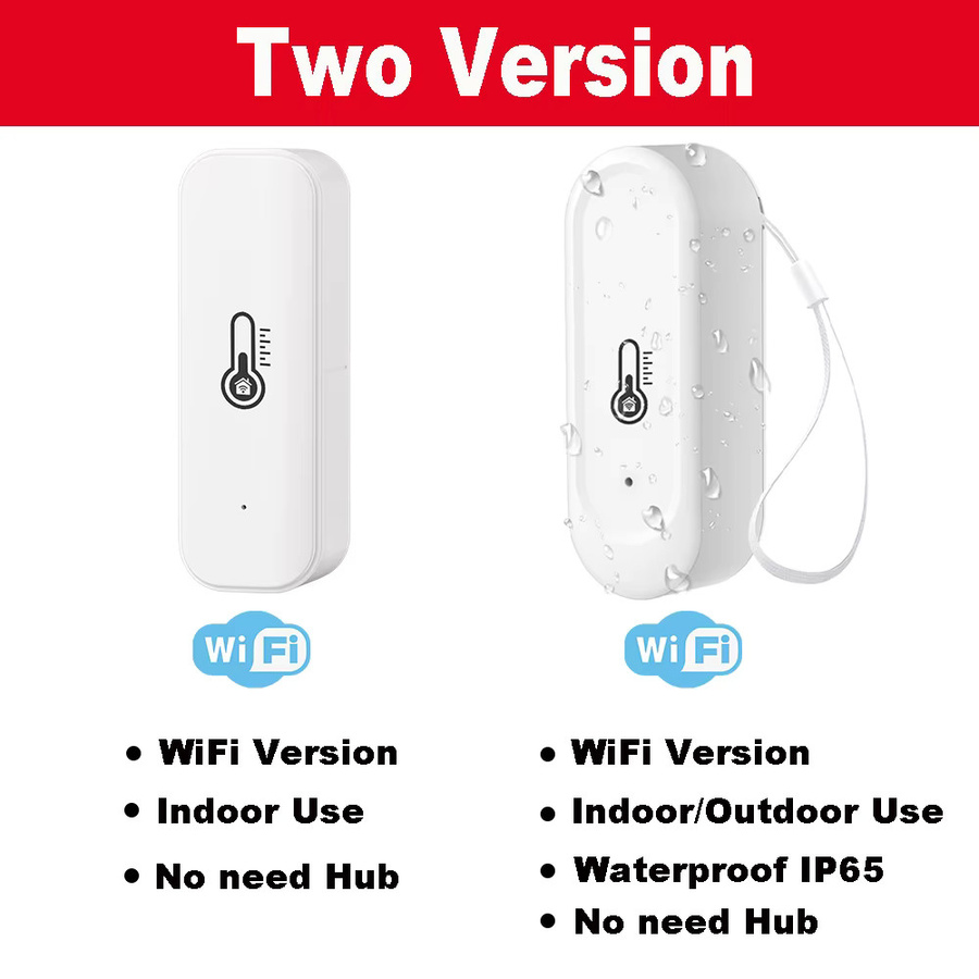 Tuya Smart WiFi Temperatur- und Luftfeuchtigkeitssensor IP65 wasserdicht für Outdoor und Indoor, weißes Heimthermometer kompatibel mit Alexa und Google Home - Bild 2