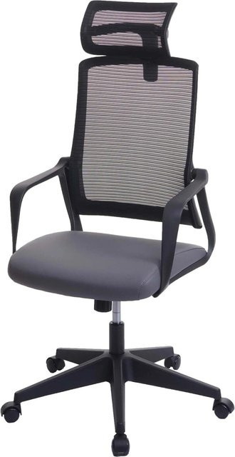 Ergonomischer Proregal Bürostuhl in Grau aus Kunstleder mit Kopfstütze und Armlehnen, H x B x T: 128 x 64 x 66 cm, Sitzhöhe: 44 cm - Bild 1