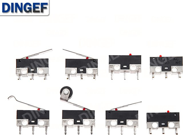 DNIGEF 10er Set Micro Endschalter mit langem Hebelarm, Momentary Push Button Schalter SPDT, 1A 125V AC, Schwarz, B/T/H: 12 x 6 x 6 mm - Bild 1