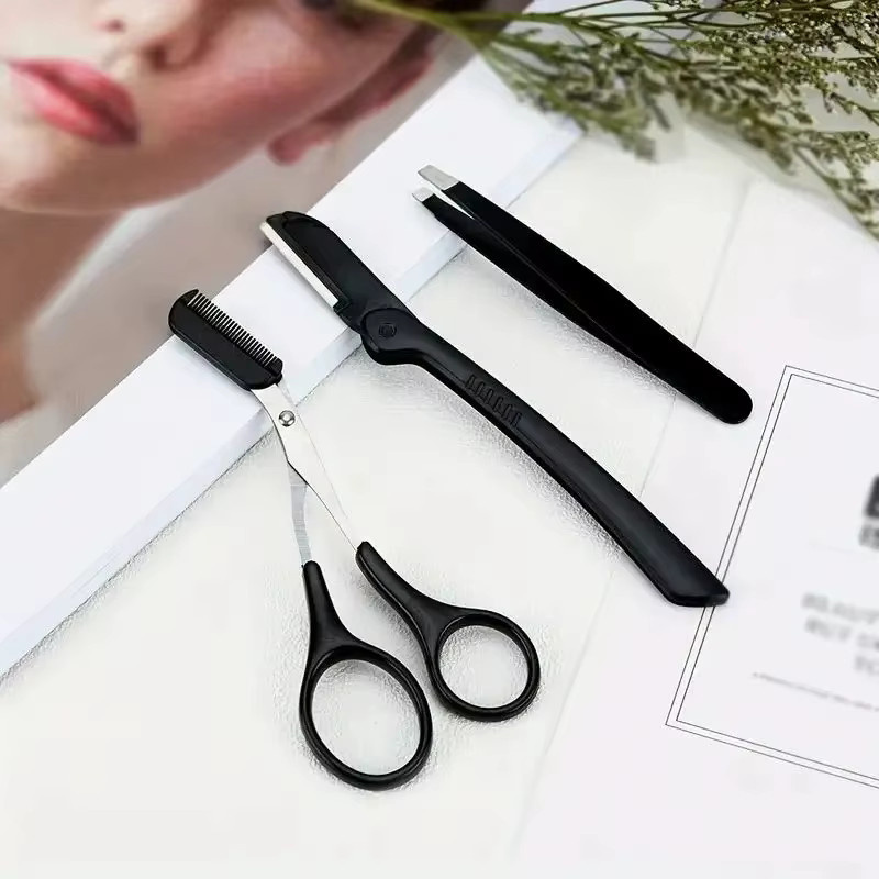 Augenbrauen-Trimmwerkzeug-Set aus Edelstahl, 3 Stück, Unisex - Bild 4