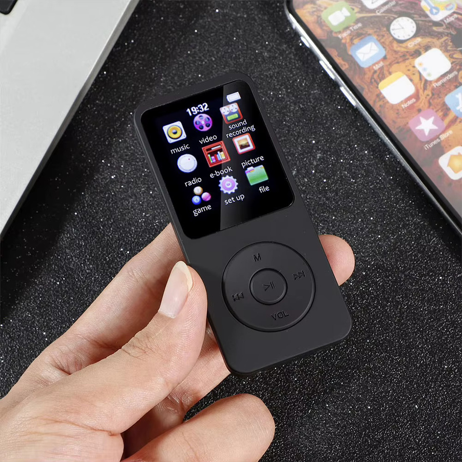 ALLOYSEED MP3-Player mit 1,8-Zoll-Bildschirm, tragbarer Musik-Player mit Bluetooth 5.0, USB-C und FM-Radio in Schwarz - Bild 2