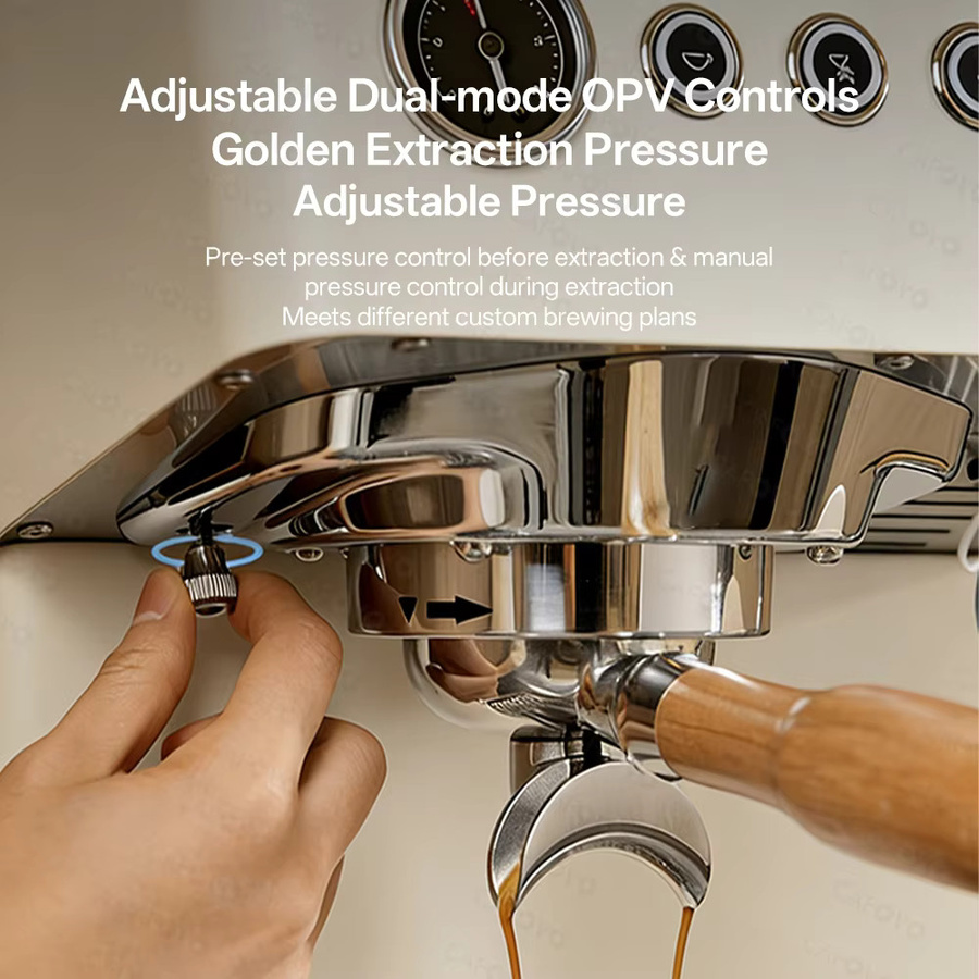 CAFOVO G3028A Halbautomatische Espressomaschine mit Doppelkessel und Doppelpumpe, Weiß, Edelstahl - Bild 3