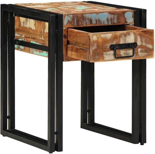 vidaXL Beistelltisch im Industrial Design mit Schubladen aus Holz und Metall, Braun/Schwarz, B/T/H: 40 x 40 x 50 cm - Bild 1