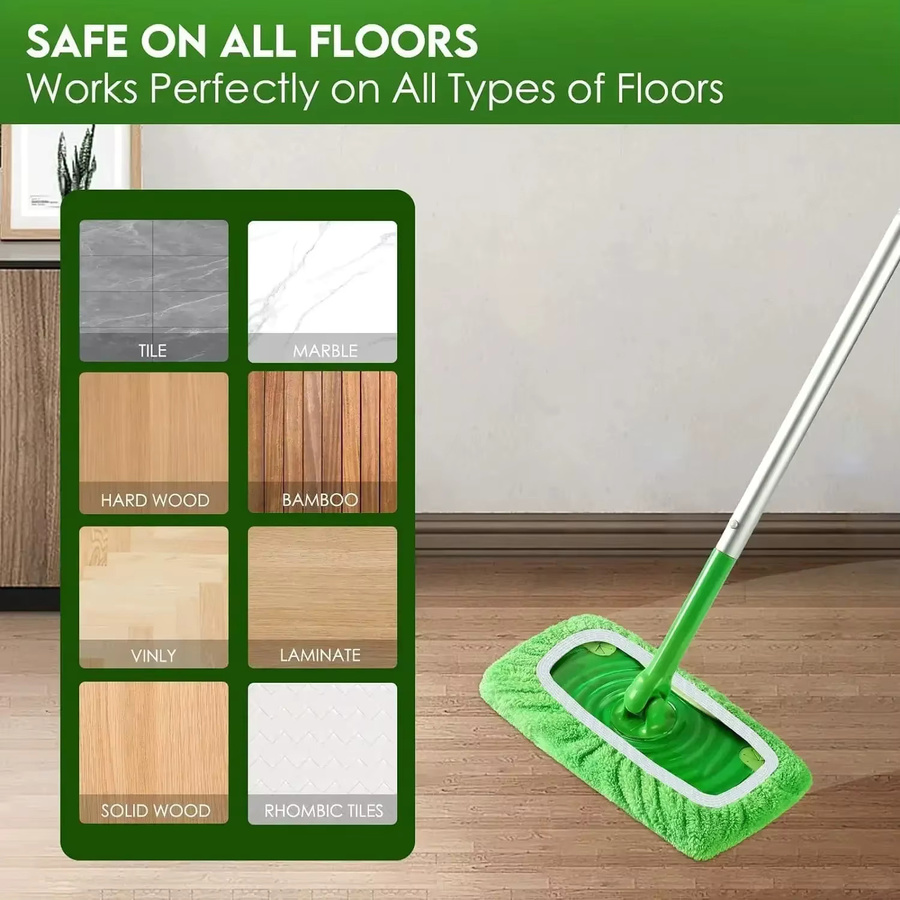 Untior Wiederverwendbare Mikrofaser Wischpads in Grün für Swiffer Sweeper Mops zur Reinigung von Oberflächen und Hartböden - Bild 4