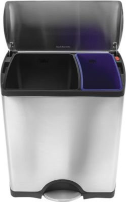 Probbax Treteimer-Abfallsammler aus Edelstahl in Schwarz und Silber, 46 l, mit Soft-Close-Funktion und Fingerabdruckschutz, B/T/H: 50,3 x 32,5 x 65,3 cm - Bild 1
