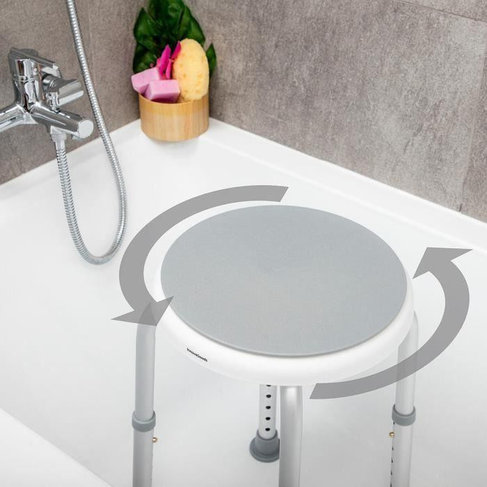Drehbarer und höhenverstellbarer Badhocker Roshawer InnovaGoods in Weiß und Grau mit rutschfesten Beinen - Bild 2