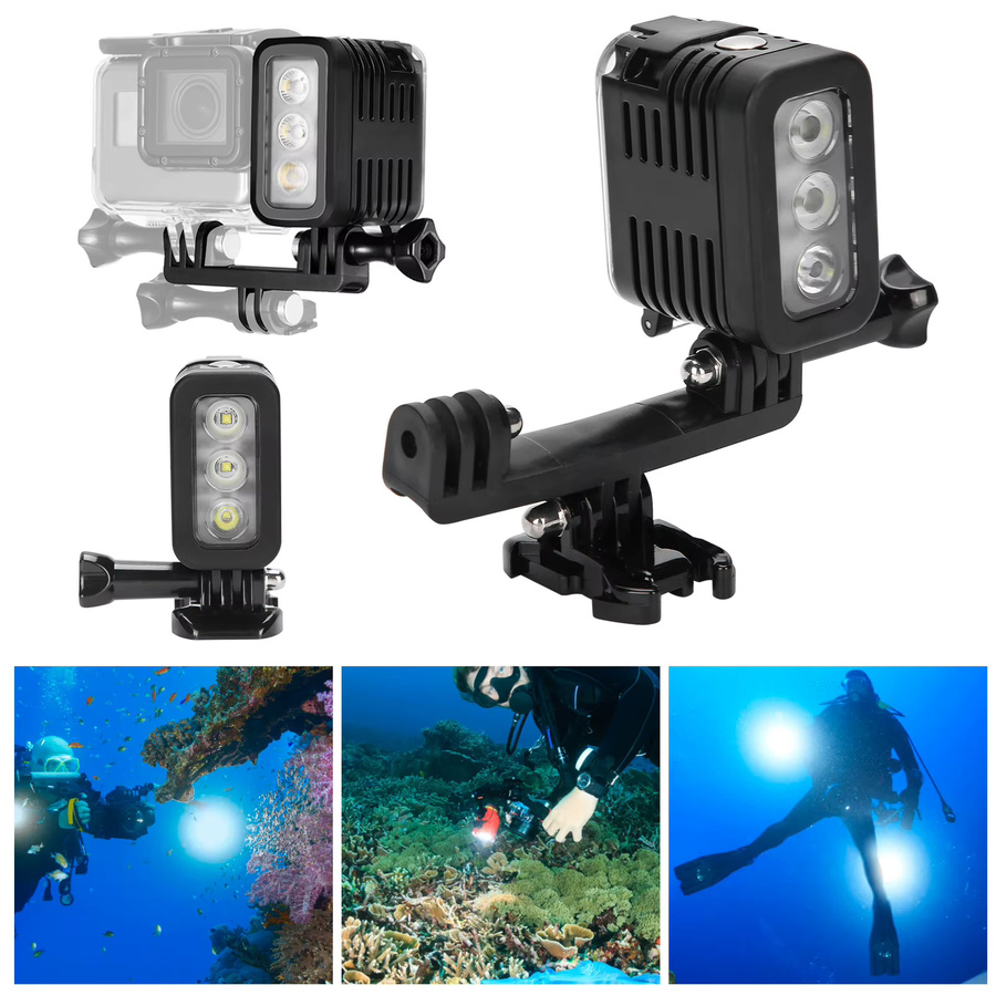 Wasserdichtes LED-Unterwasser-Fülllicht für GoPro HERO 4 Bewegungskameras, Schwarz, bis 45 m Tiefe - Bild 3
