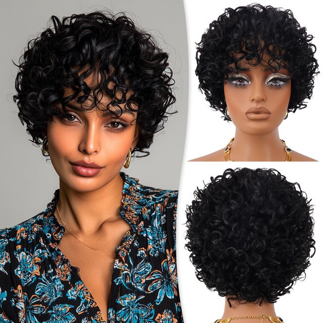 OYM HAIR Afro Curly Perücke, Jerry Curl, Damen - Bild 1