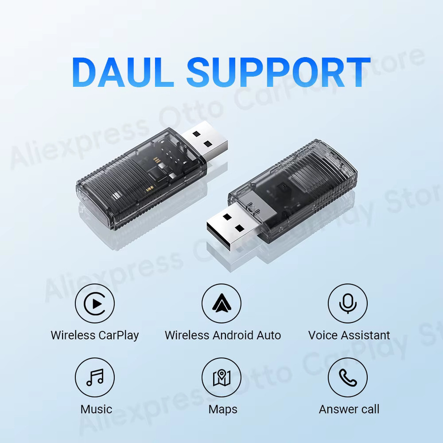Ottocast Express Mini Kabelloser CarPlay und Android Auto Adapter 2-in-1 Dual-Band 5G Plug & Play Dongle für OEM kabelgebundene Fahrzeuge - Bild 2