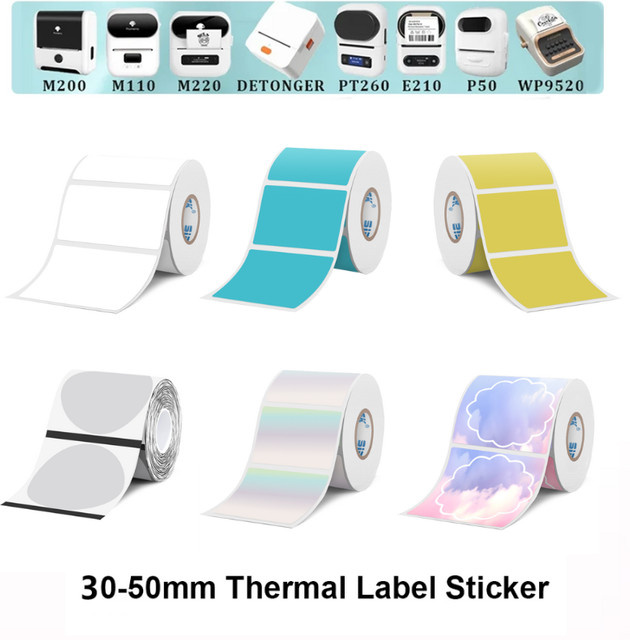 KAYSION Thermo-Klebepapierrolle für tragbare Drucker, Etiketten Aufkleber in Weiß, Transparent und Multicolour - Bild 1