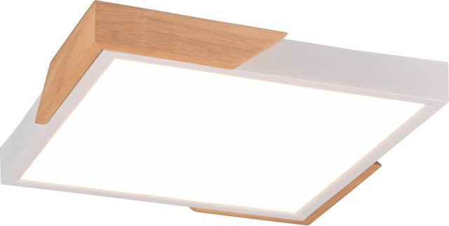 Reality LED Deckenleuchte Meta in Weiß matt mit Holz-Elementen, dimmbar - Bild 1