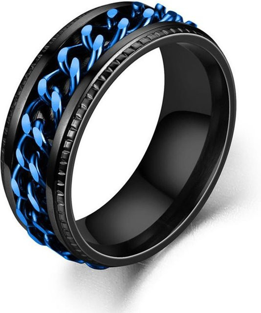 Herrenring Edelstahl, Schwarz, Drachenmuster, Römische Ziffern - Bild 1