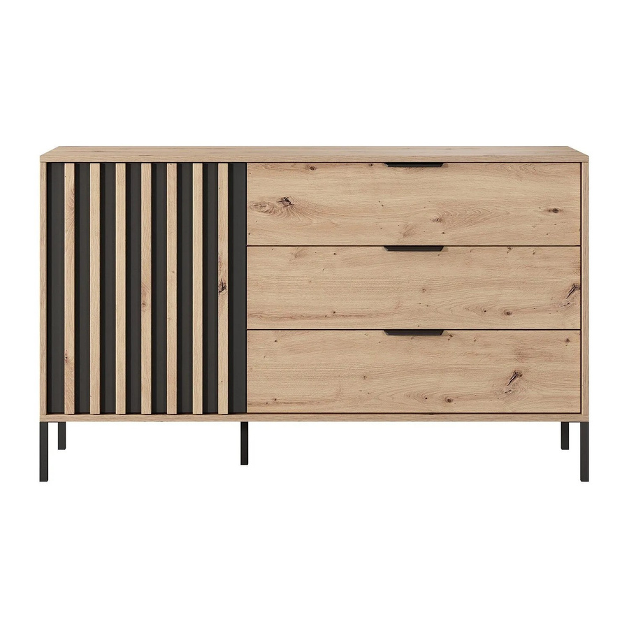 Vente-unique Kommode Ariada im Industriestil, Schwarz und Natur, Höhe: 137,3 cm - Bild 2