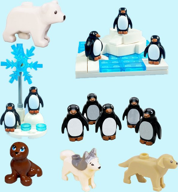 BRICKPANDA Pinguin-Bausteine-Set, MOC Glacier Tierspielzeug, Mini-Schneeflocken-Pinguin-Arctic-Welt-Spielset - Bild 1