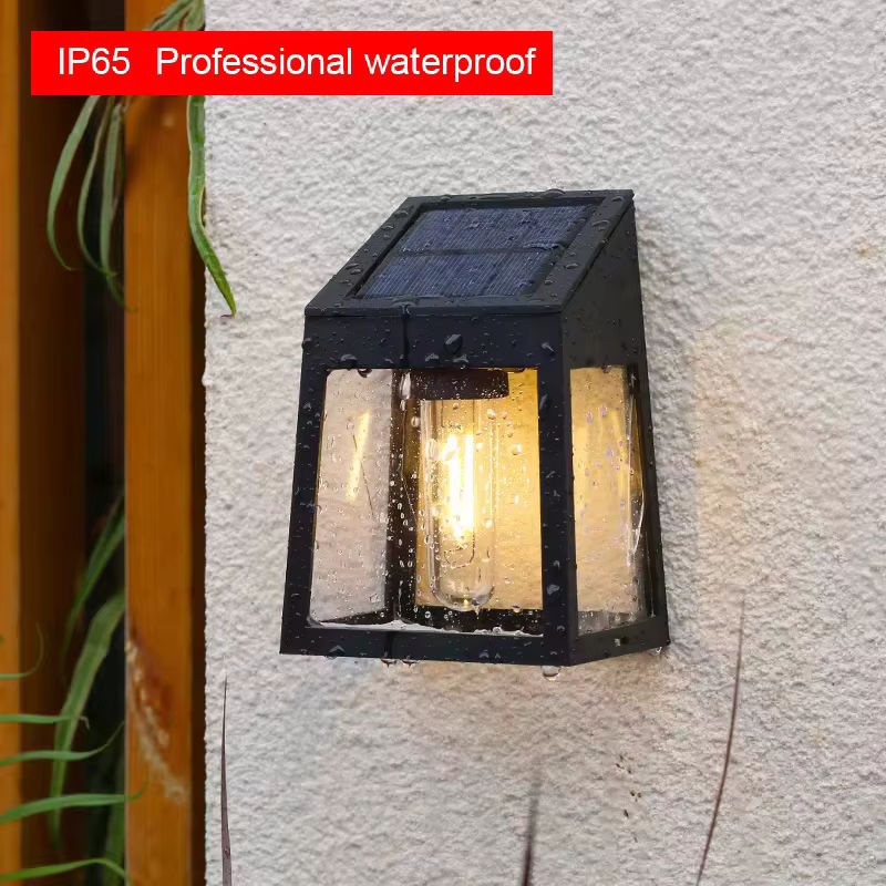 Wasserdichte Solar Wandleuchte für Garten und Außenbereich in Schwarz mit warmweißem Filament-Licht - Bild 3