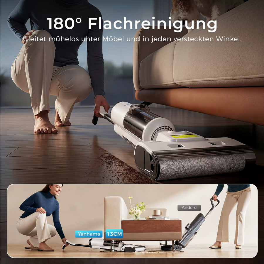 Yanhama K100 Kabelloser Nass-Trocken-Staubsauger mit Wischfunktion und Selbstreinigung in Weiß - Bild 2