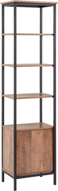 Bessagi Home Hochschrank Dell im Industrial Design, Farbe Braun/Schwarz, B: 45 cm, H: 172 cm, T: 34 cm - Bild 1