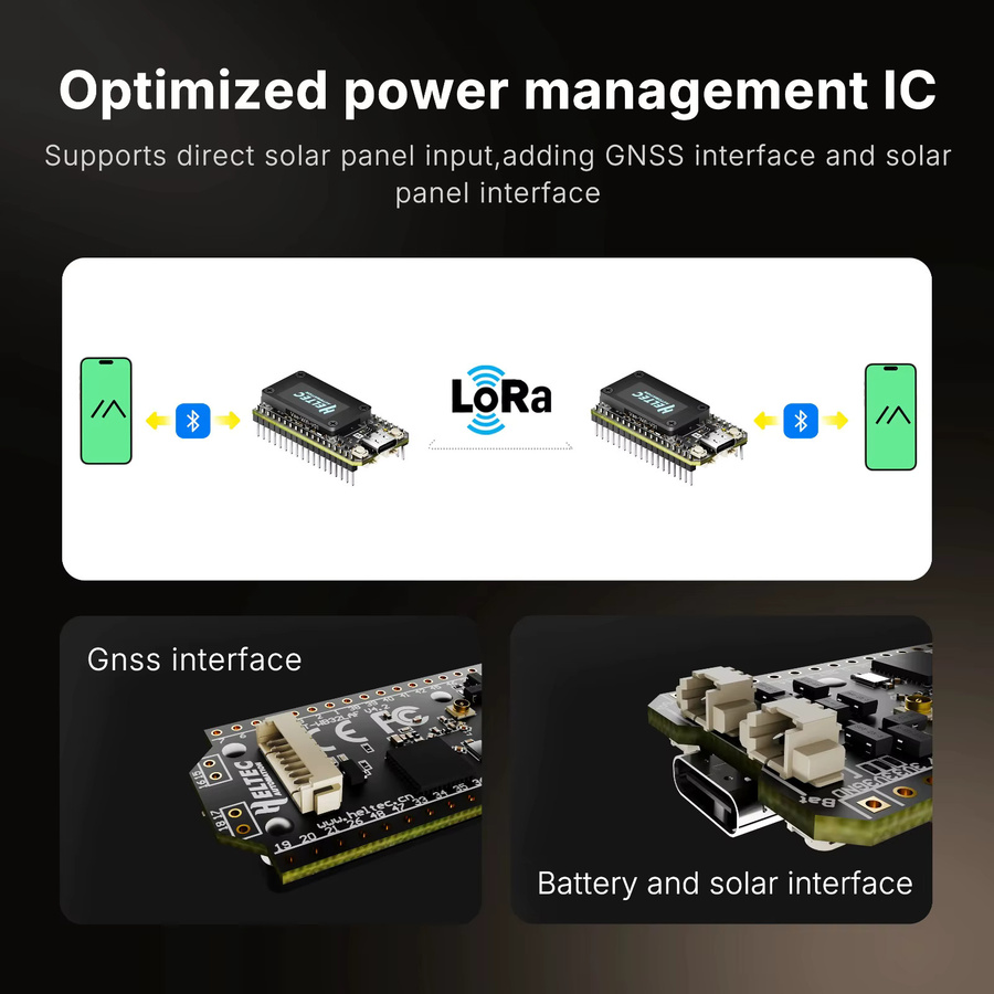 Heltec LoRa 32 V4 ESP32 SX1262 Entwicklungsboard mit 0,96-Zoll OLED-Display, WiFi und Bluetooth, Schwarz - Bild 3