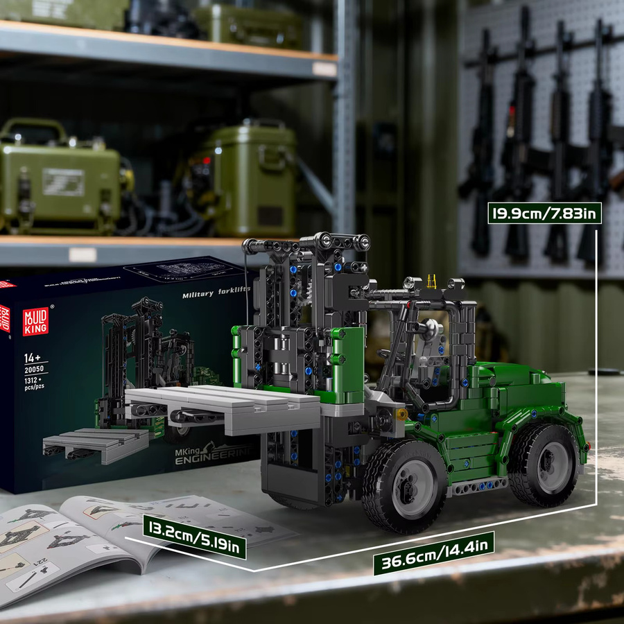 Mould King 20050 Technisches RC Militär-LKW Modellbaustein Set in Grün mit 1312 Teilen - Bild 5