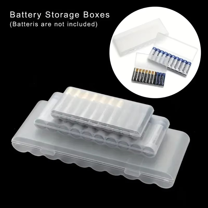 YYMSF Batterie-Aufbewahrungsbox für AAA und AA Batterien, 10 Slots, transparent - Bild 2