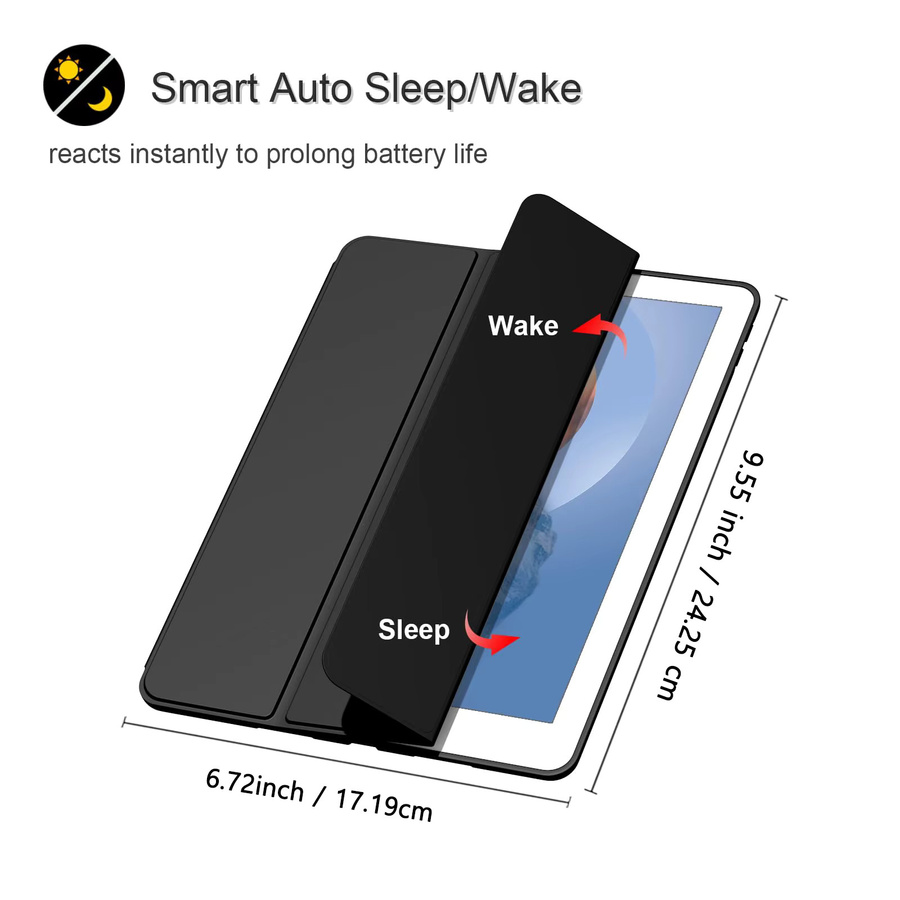 Smart Cover Schutzhülle von tzion für iPad 9.7 6./5. Generation und iPad Air 2/Air 1 mit weicher TPU-Rückseite und Auto-Wake-Sleep-Funktion in Grau - Bild 3