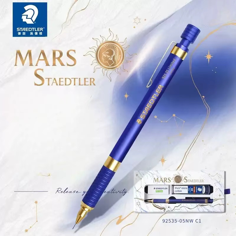 STAEDTLER MARS Limited Edition Druckbleistift 0,5 mm HB in Gold/Silber/Blau mit Geschenkbox - Bild 2