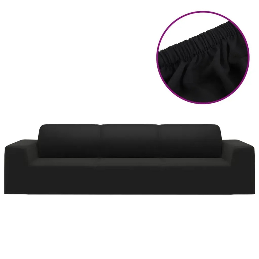 vidaXL Stretch Sofahusse für 4-Sitzer, Schwarz, Polyester-Jersey - Bild 2