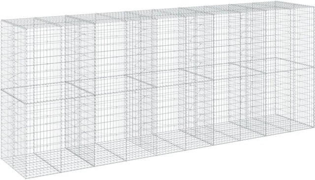 vidaXL Gabione mit Deckel aus verzinktem Eisen in Silber, B/T/H: 500 x 100 x 200 cm - Bild 1