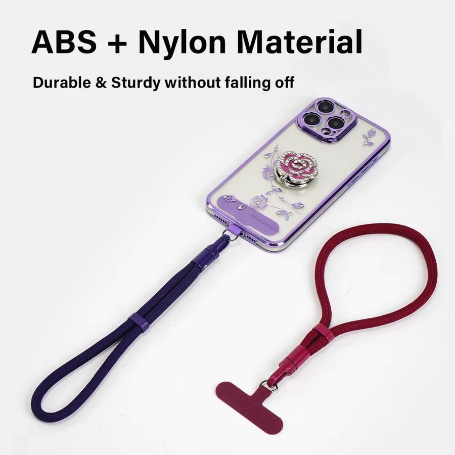 WSSHE Handy-Handgelenk-Lanyard universell verstellbar in Grau und Lila für iPhone, Samsung und Xiaomi mit 360-Grad-Drehung und Anti-Fall-Schutz - Bild 3