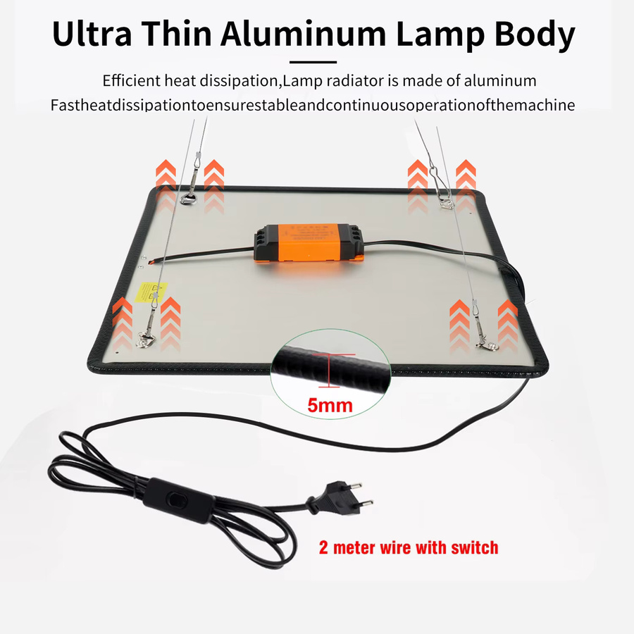 HGTUGO 2er-Set dimmbare Pflanzenwachstumsleuchten mit 500 LEDs, Vollspektrum LED-Wachstumslampen in Schwarz für Zimmerpflanzen und Gemüseanbau, Abdeckung: 91,44 x 91,44 cm - Bild 5