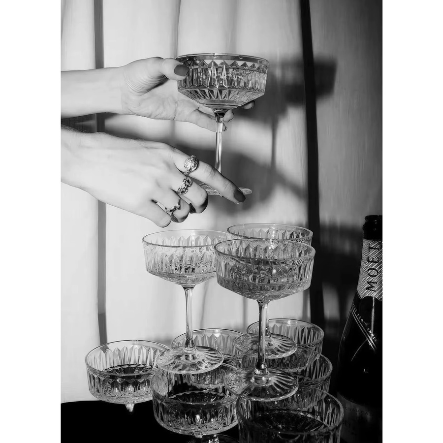 Vintage Champagnerglas Wandkunst Poster von Potdemiel in Schwarz-Weiß als Leinwandgemälde für Bar und Restaurant - Bild 5
