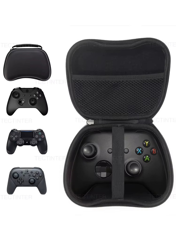 TECTINTER Tragbare Aufbewahrungstasche aus EVA für PS5, PS4, PS3, Xbox Series und Switch Pro Controller in Schwarz - Bild 6
