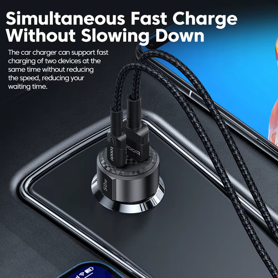 Toocki 50W USB C Auto Ladegerät mit PD und QC 3.0 Schnellladefunktion in Schwarz - Bild 2