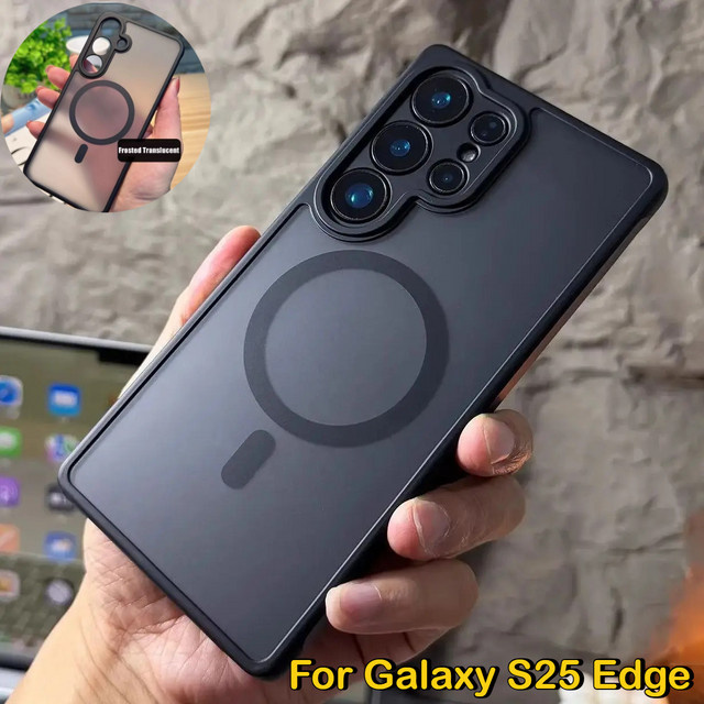 Samsung MagSafe kompatible Schutzhülle mit Clear Skin Feel Effekt in Transparent für Galaxy S26 S25 Edge S24 FE S23 S22 S21 Plus Ultra Matte Magnetische Abdeckung - Bild 1